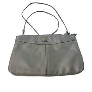 VTG Etienne Aigner gray leather crossbody shoulder bag. 2 pockets. handbag purse